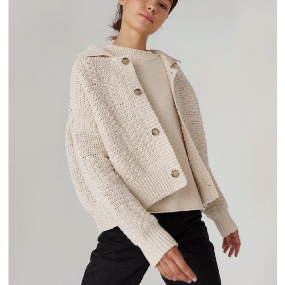 The Knotty Ones Prietema Handknit Cardigan Oat Milk One Size